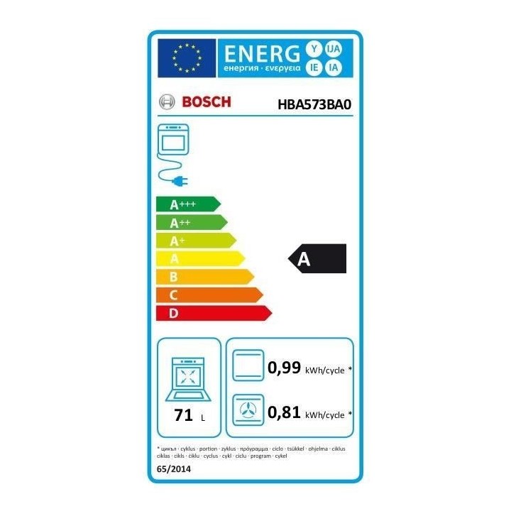Four électrique encastrable BOSCH HBA573BA0 - Air pulsé 3D+ - 71L -