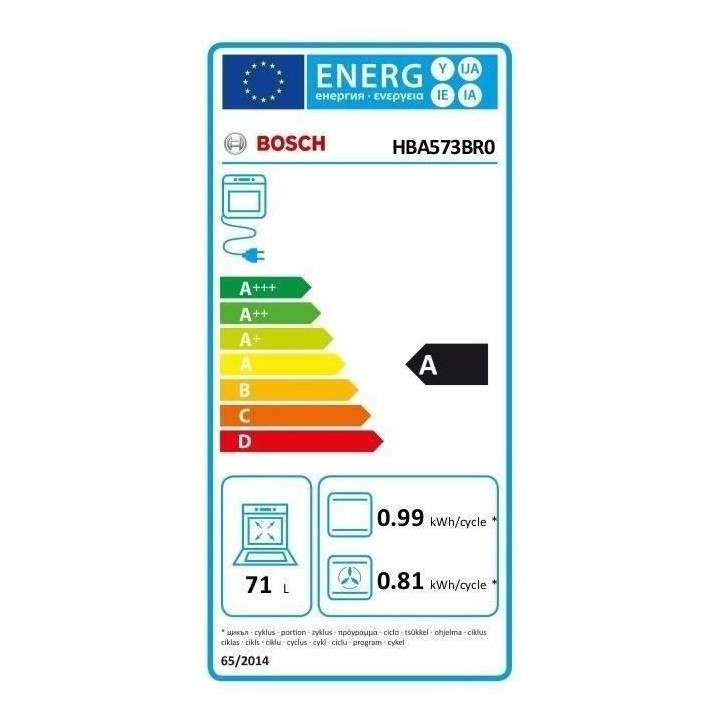 Four Pyrolyse - BOSCH HBA573BR0 - Acier inoxydable - 71L - Air pulsé