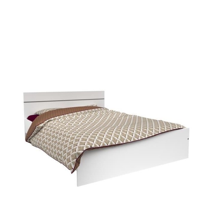 Chambre complete BOSTON : Lit adulte 140x190 + Commode + 2 Chevets - D