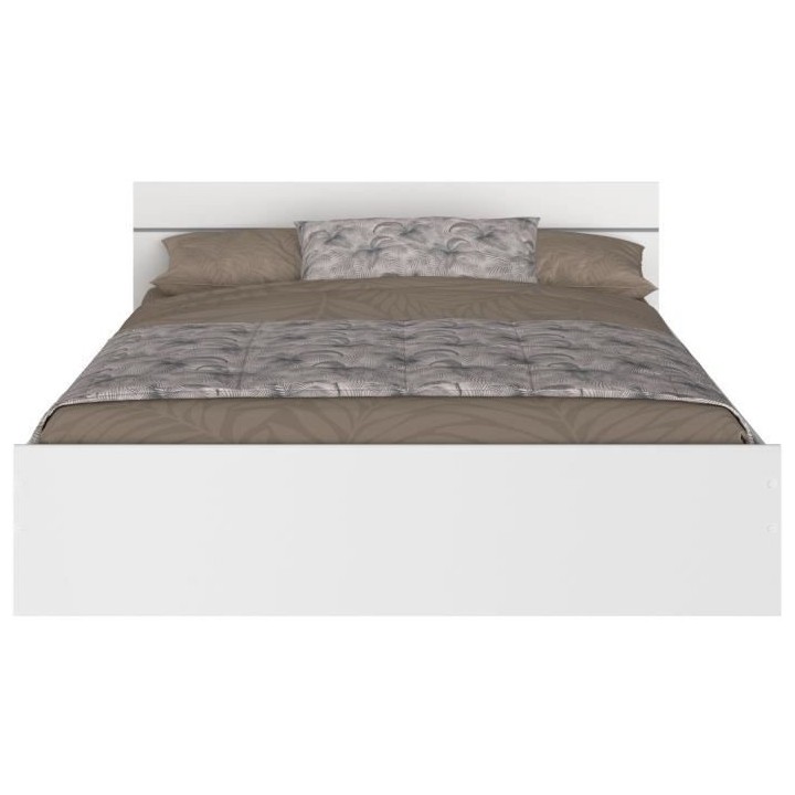 Lit adulte BOSTON 160x200 - Décor blanc - Fabriqué en France