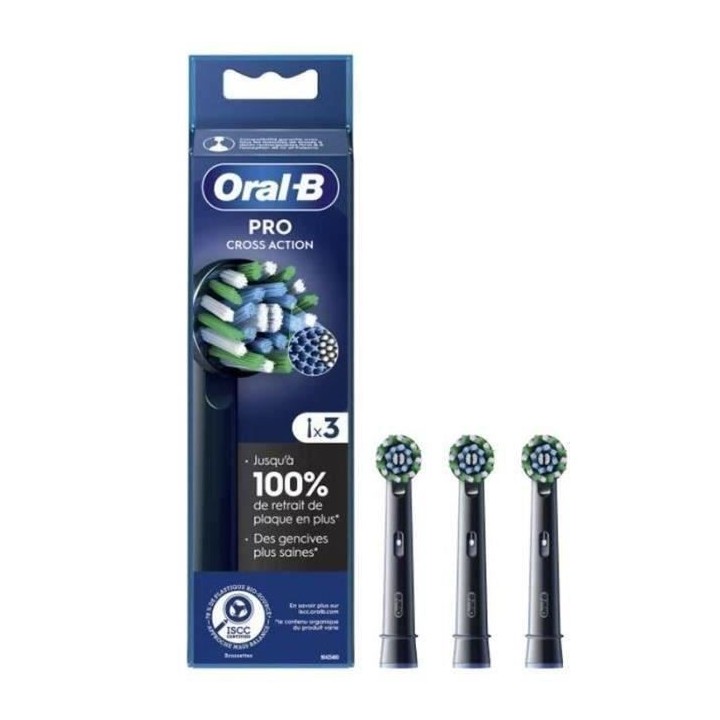 Brossettes pour brosse a dents Oral-B Pro Cross Action Noire - 3 unit
