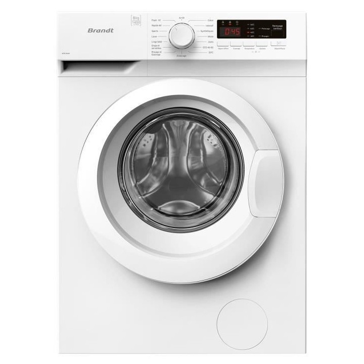 Lave-linge hublot BRANDT WFB180W - 8 kg - 1400trs/min - Blanc