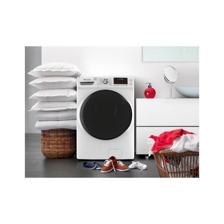 Lave-linge hublot BRANDT WFB218QW - 18 kg - Induction - L70cm - 1000 t