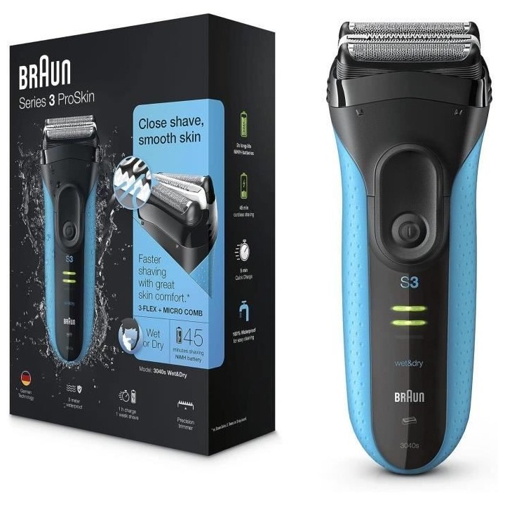 Rasoir électrique BRAUN Series 3 ProSkin 3040s Wet & Dry rechargeable