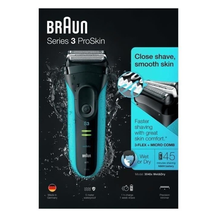 Rasoir électrique BRAUN Series 3 ProSkin 3040s Wet & Dry rechargeable