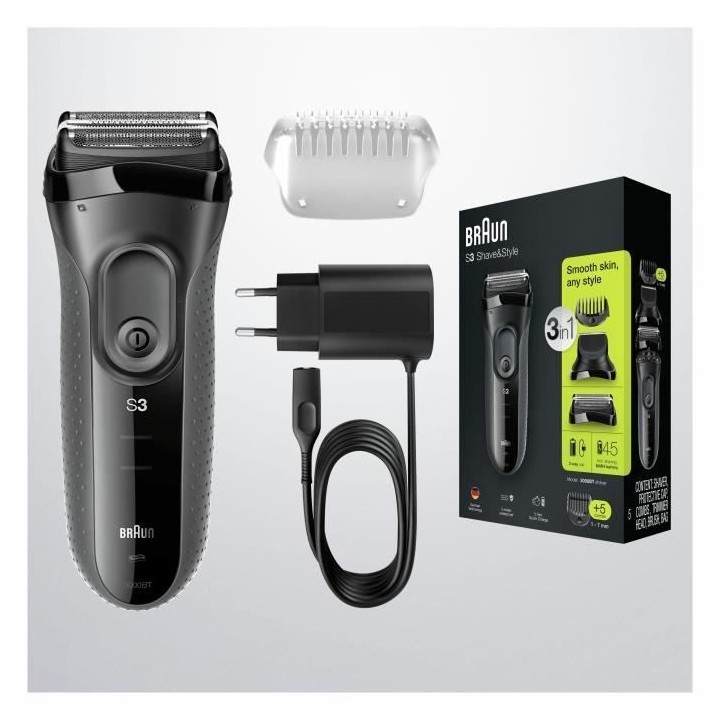 Rasoir électrique sans fil BRAUN Series 3 Shave&Style 3000BT - outil