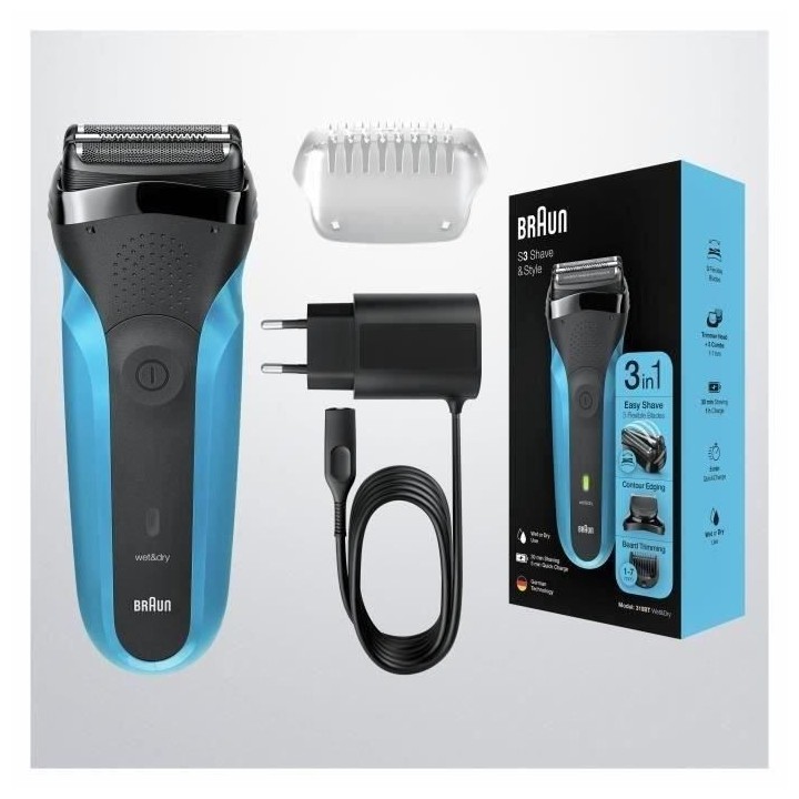 Rasoir électrique sans fil BRAUN Series 3 Shave & Style - 3 lames fle