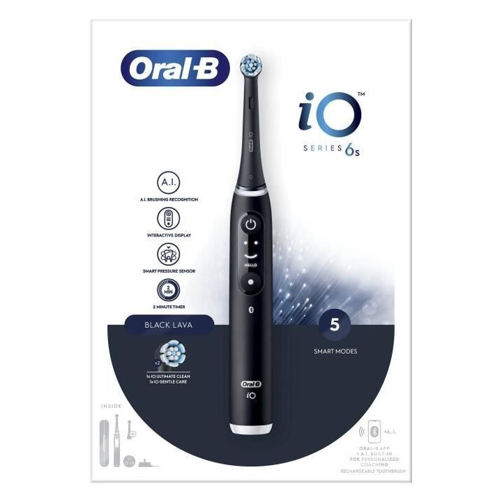 Brosse a Dents Électrique Oral-B iO 6 Noire - 3 Brossettes - 5 Modes