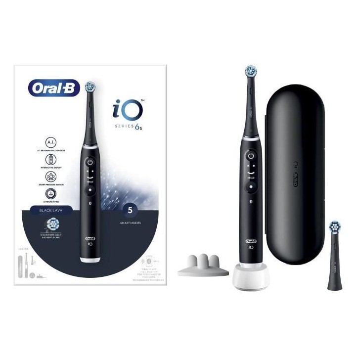 Brosse a Dents Électrique Oral-B iO 6 Noire - 3 Brossettes - 5 Modes