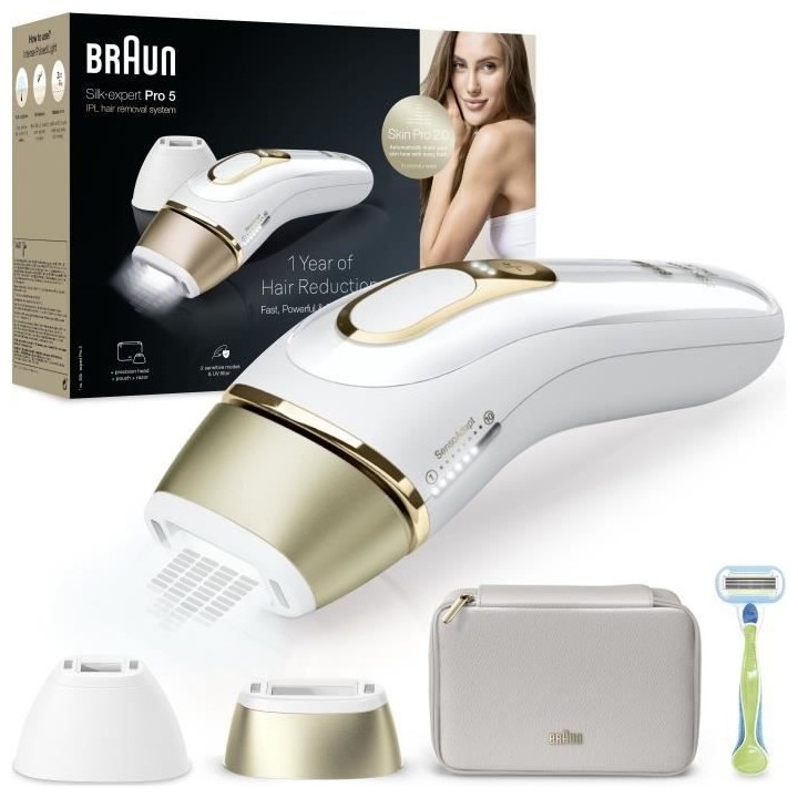 Épilateur a Lumiere Pulsée - BRAUN - Silk·expert Pro 5 - Épilation