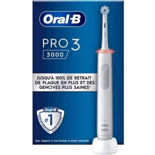 Brosse a Dents Électrique Oral-B Pro 3 3000 Blanche - 2 Brossettes -