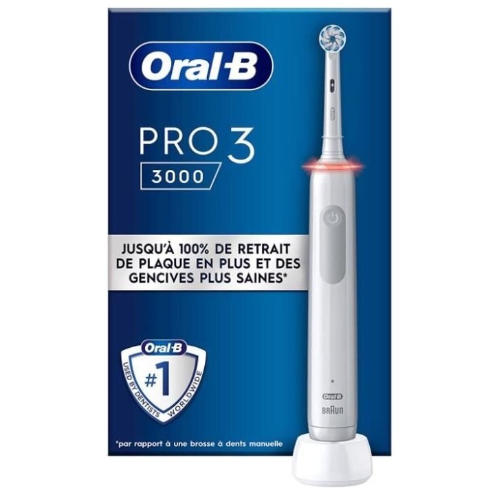 Brosse a Dents Électrique Oral-B Pro 3 3000 Blanche - 2 Brossettes -