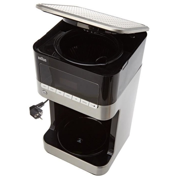 Cafetiere filtre Braun KF7125BK - Corps noir et métal - 12 tasses - P