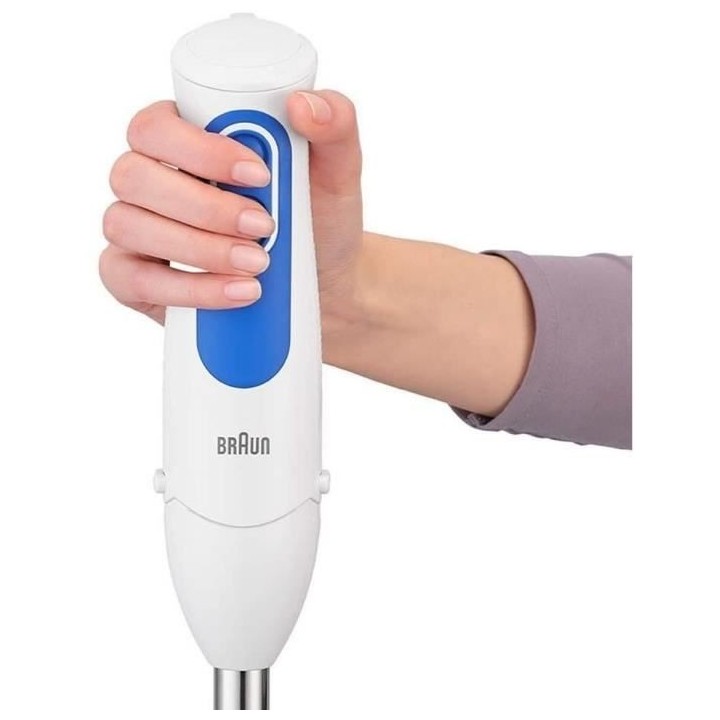 BRAUN MQ3000WH Mixeur plongeant Smoothie Plus - Blanc et Bleu