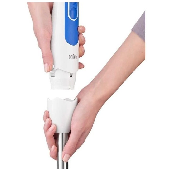 BRAUN MQ3000WH Mixeur plongeant Smoothie Plus - Blanc et Bleu
