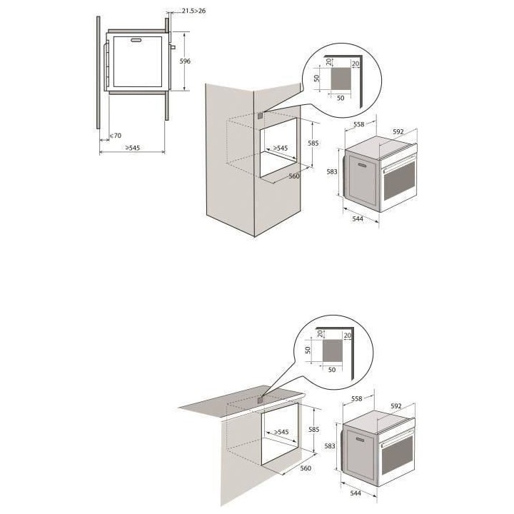 Four électrique encastrable Pyrolyse Chaleur tournante - Multifonctio
