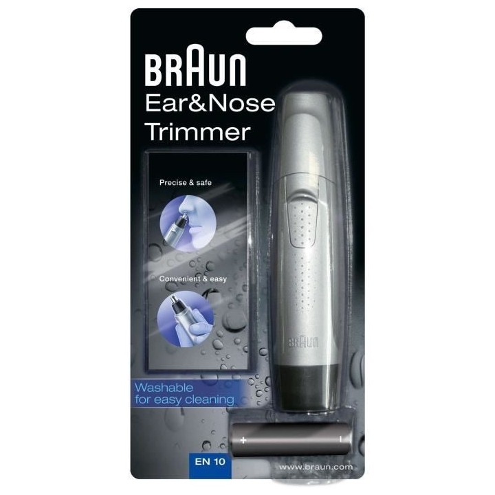 Tondeuse pour oreilles et nez - Braun EN10 - Gris - Autonomie 60 min -
