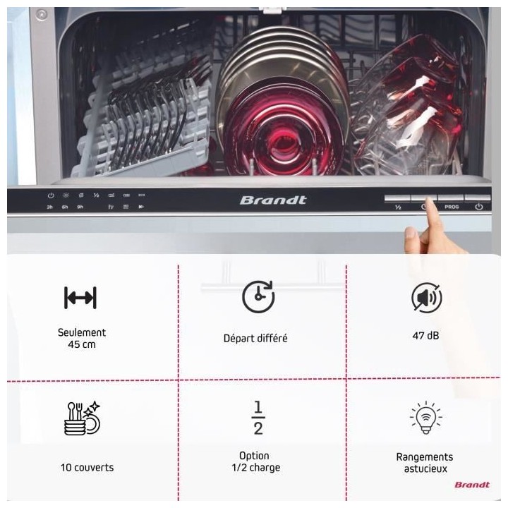 Lave-vaisselle encastrable BRANDT VS1010J - Moteur standard - 10 couve