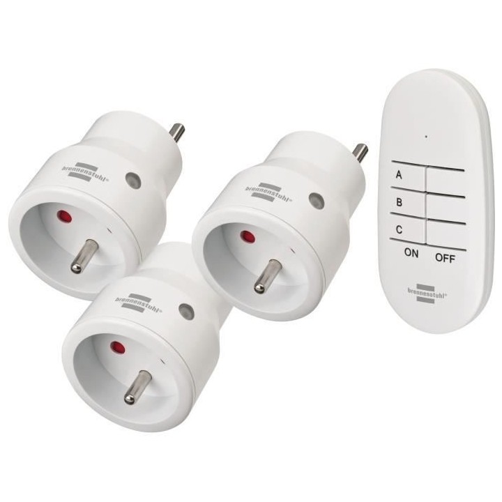 Brennenstuhl Lot de 3 mini prises de courant télécommandées program