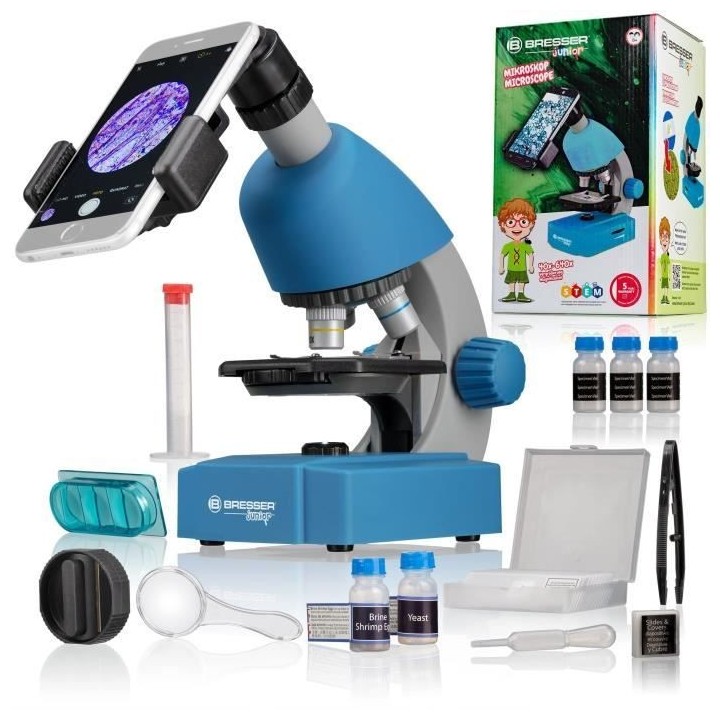 Microscope 40x-640x - BRESSER JUNIOR - Éclairage LED - kit d'expérim