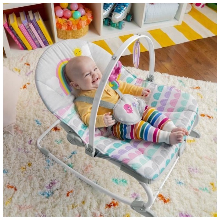 BRIGHT STARTS Transat évolutif Arc-en-Ciel, rose, Vibrations apaisant