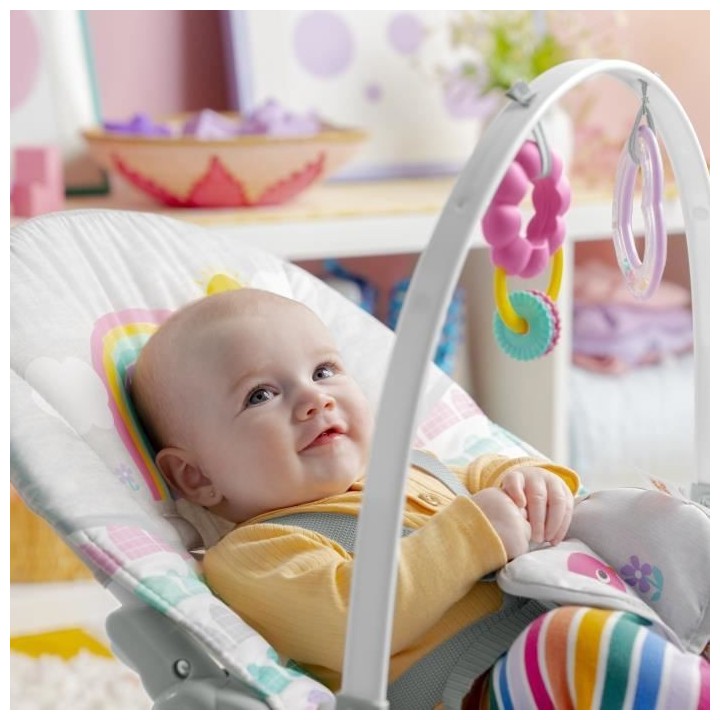 BRIGHT STARTS Transat évolutif Arc-en-Ciel, rose, Vibrations apaisant