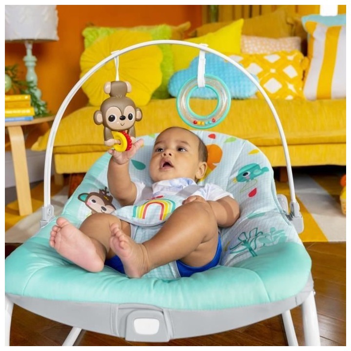 BRIGHT STARTS Transat évolutif Arc-en Ciel, bleu, Vibrations apaisant