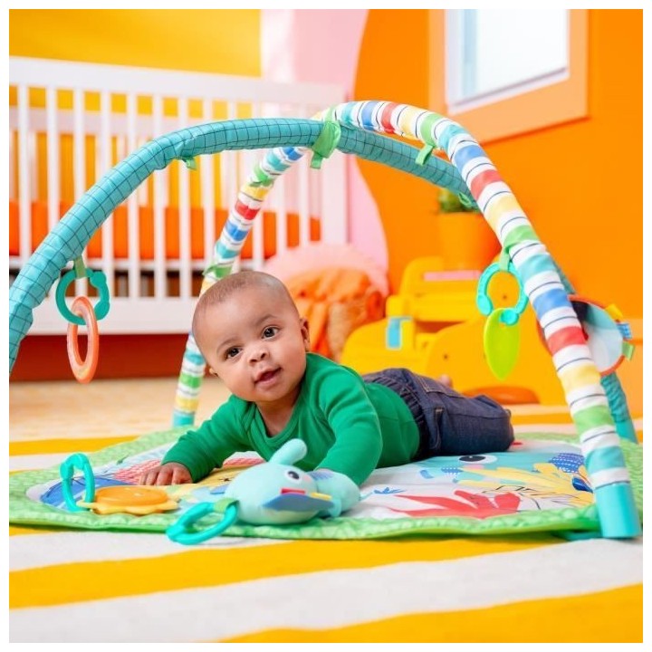 BRIGHT STARTS Tapis d'éveil et d'activités Jungle Vert, 5 jouets inc