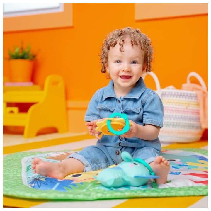 BRIGHT STARTS Tapis d'éveil et d'activités Jungle Vert, 5 jouets inc