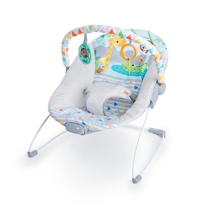 BRIGHT STARTS Transat bébé Safari, Vibrations apaisantes, Arche d'é