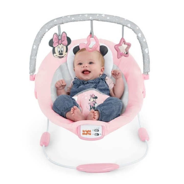 DISNEY BABY Transat Minnie Jolie en Rose, Cale tete ergonomique amovib