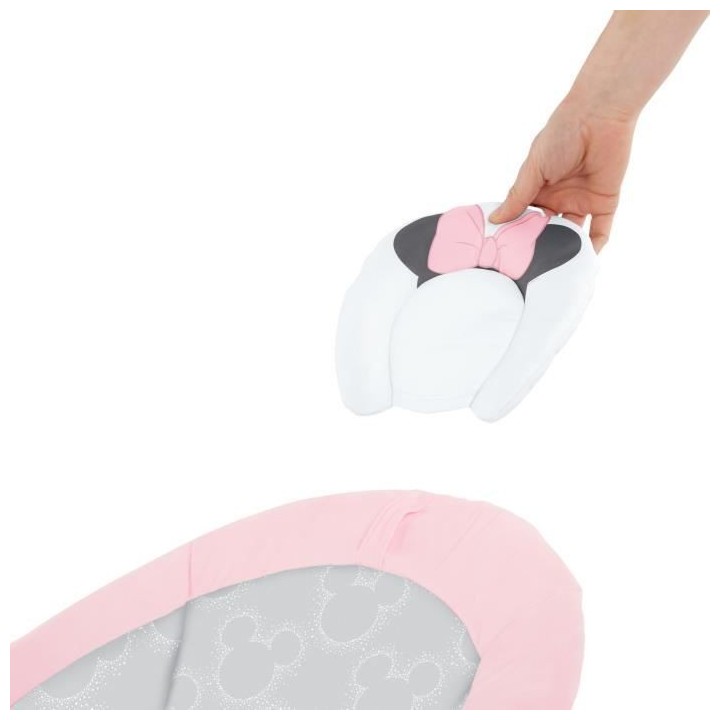 DISNEY BABY Transat Minnie Jolie en Rose, Cale tete ergonomique amovib