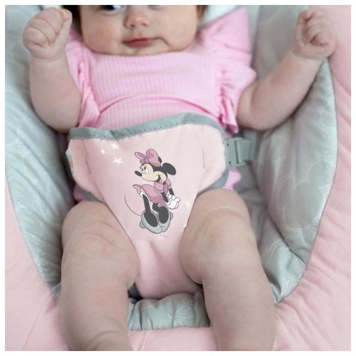 DISNEY BABY Transat Minnie Jolie en Rose, Cale tete ergonomique amovib