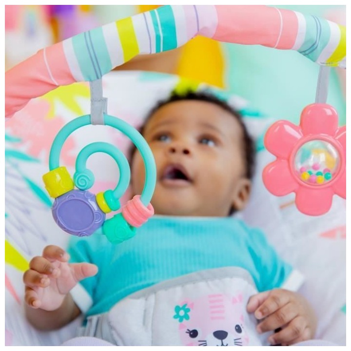 BRIGHT STARTS Transat bébé Toucan, Vibrations apaisantes, Arche d'é