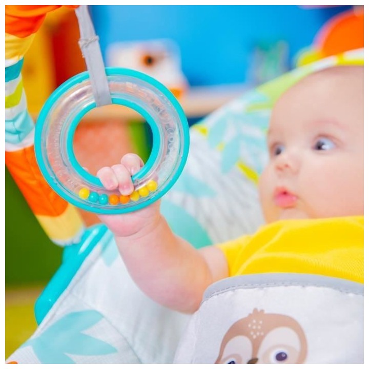 BRIGHT STARTS Transat bébé Toucan, Vibrations apaisantes, Arche d'é