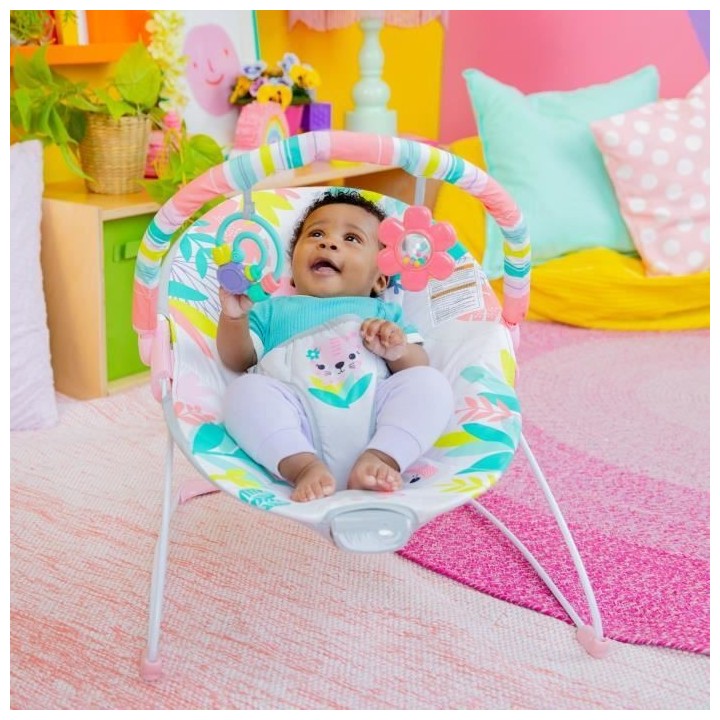 BRIGHT STARTS Transat bébé Toucan, Vibrations apaisantes, Arche d'é