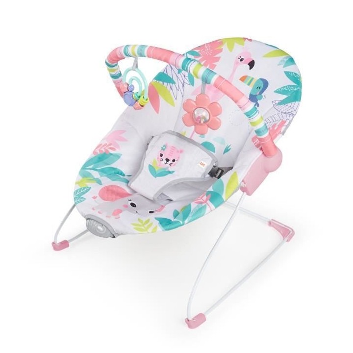 BRIGHT STARTS Transat bébé Flamant Rose, Vibrations apaisantes, Arch