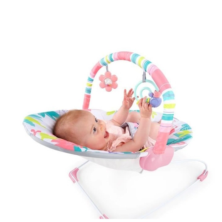 BRIGHT STARTS Transat bébé Flamant Rose, Vibrations apaisantes, Arch