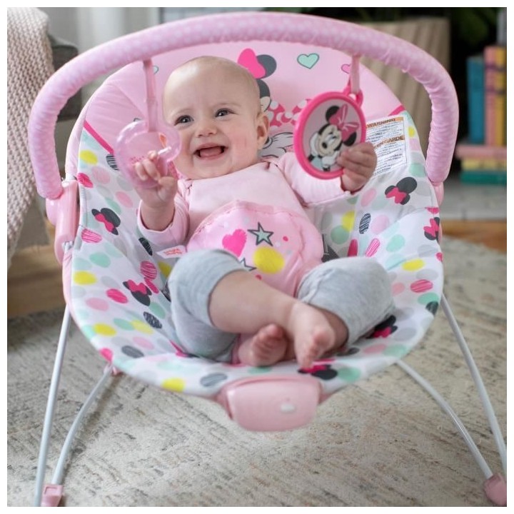 DISNEY BABY Transat Minnie Confettis, Vibrations, 2 Jouets, Harnais 3