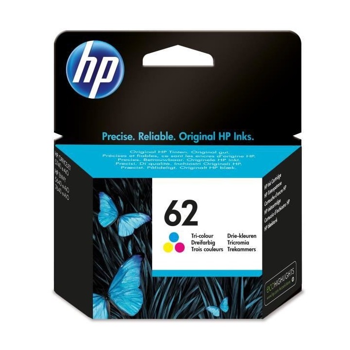HP 62 Cartouche d'encre trois couleurs authentique (C2P06AE) pour Offi