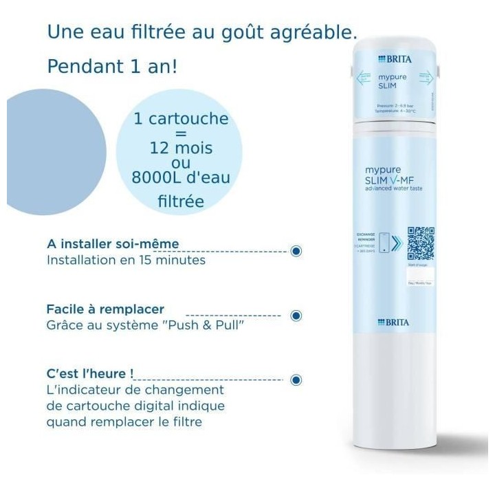 Systeme de filtration de l'eau - BRITA - Mypure SLIM V-MF - 2 pression