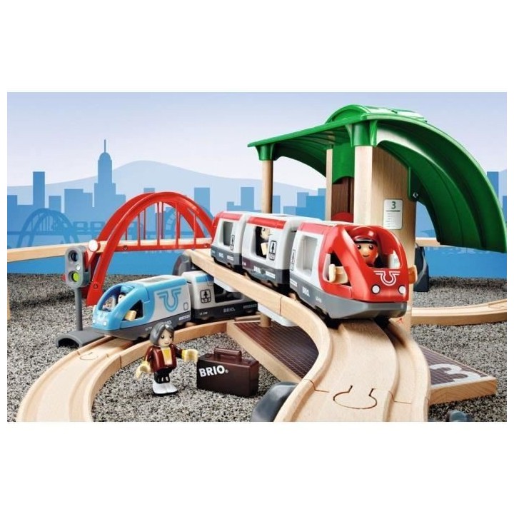 Brio World Circuit Plateforme Voyageurs - Coffret complet 42 pieces -