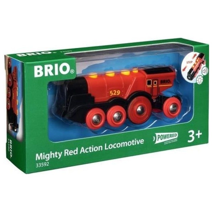 Locomotive Rouge Puissante a piles BRIO - Circuit de train en bois - R