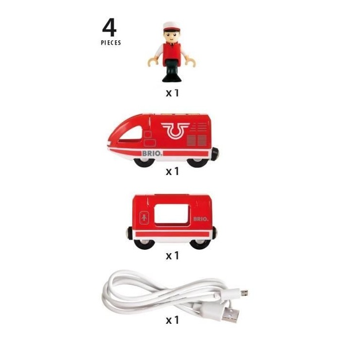 Train de Voyageur Rechargeable BRIO - Circuit de train en bois - Raven