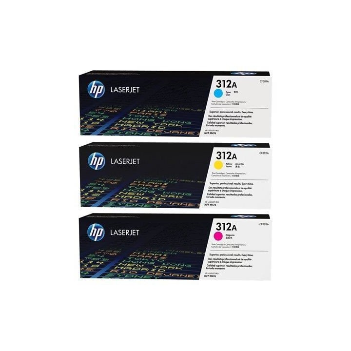 HP 312A Pack de 3 cartouches de toner trois couleurs LaserJet authenti
