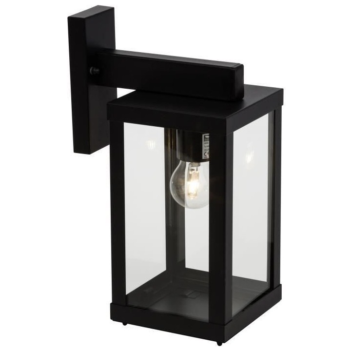 Applique extérieure GAIA descendante noir métal/verre E27 1x60W - BR
