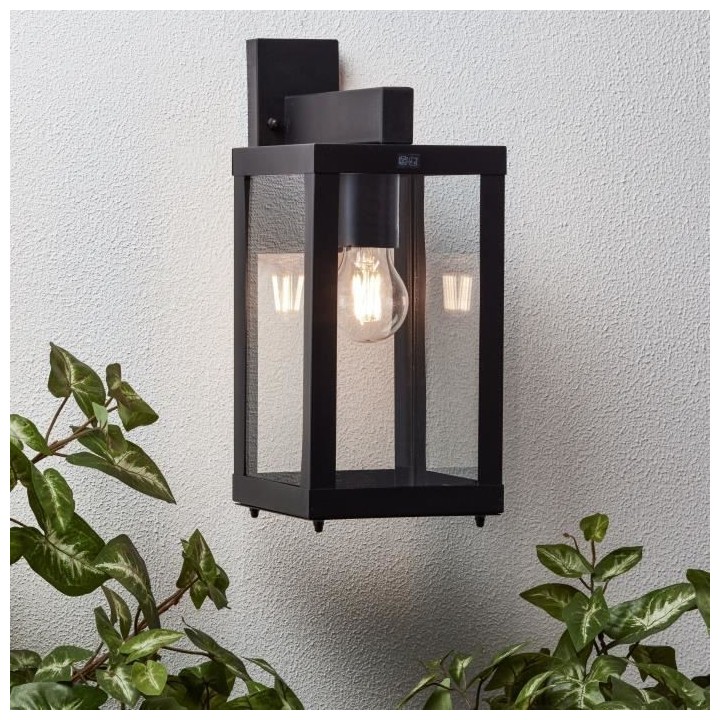 Applique extérieure GAIA descendante noir métal/verre E27 1x60W - BR