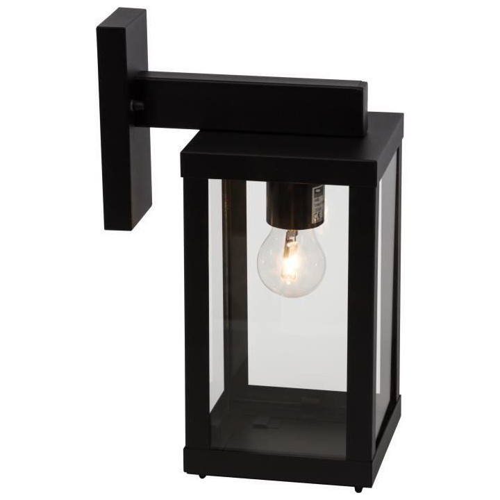 Applique extérieure GAIA descendante noir métal/verre E27 1x60W - BR