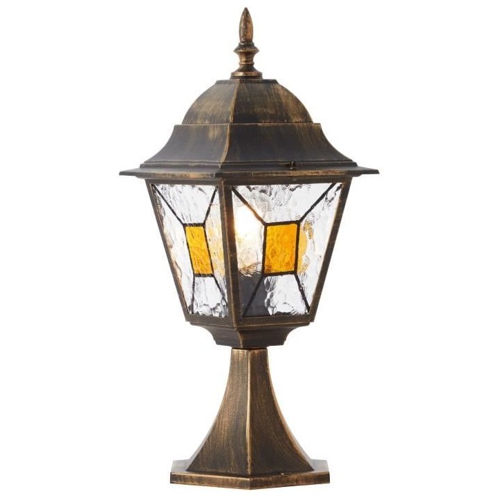 Borne extérieure JANEL - BRILLIANT - noir doré - métal/verre - E27