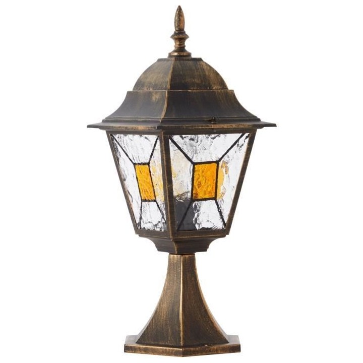 Borne extérieure JANEL - BRILLIANT - noir doré - métal/verre - E27